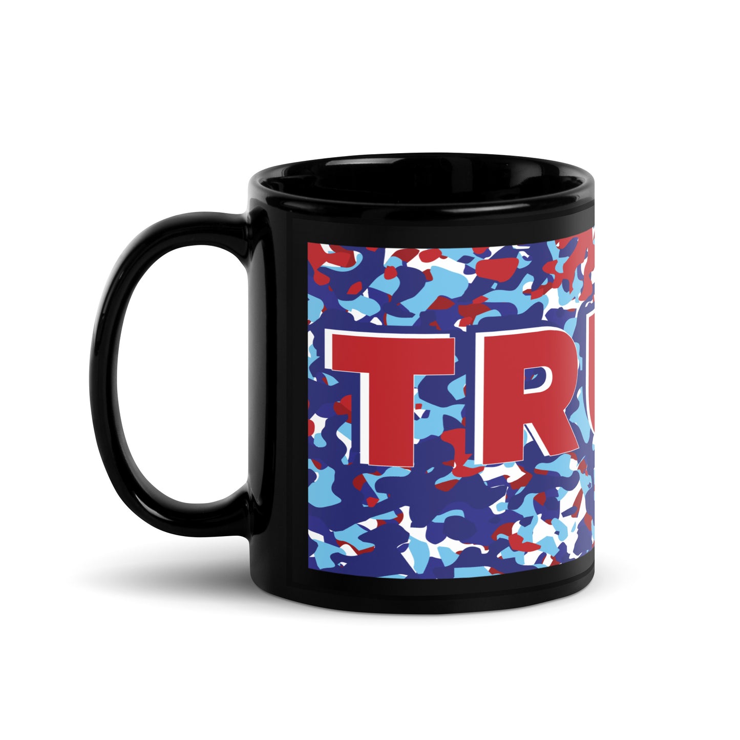 Red, White, & Blue Camo Trump - Black Glossy Mug