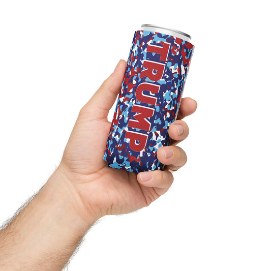 Red, White, & Blue Camo Trump - Can cooler