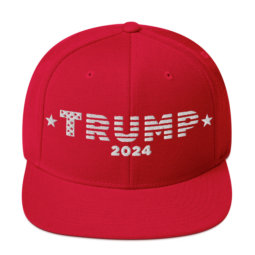 Trump 2024 White Embroidered - Snapback Hat