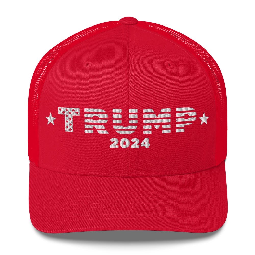 Trump 2024 White Embroidered - Trucker Cap