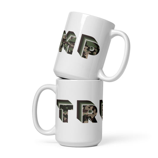 Camo Trump - White glossy mug